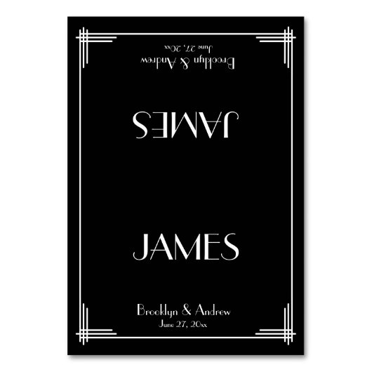 Black Great Gatsby Art Deco Wedding Place Cards Kaart (Voorkant)