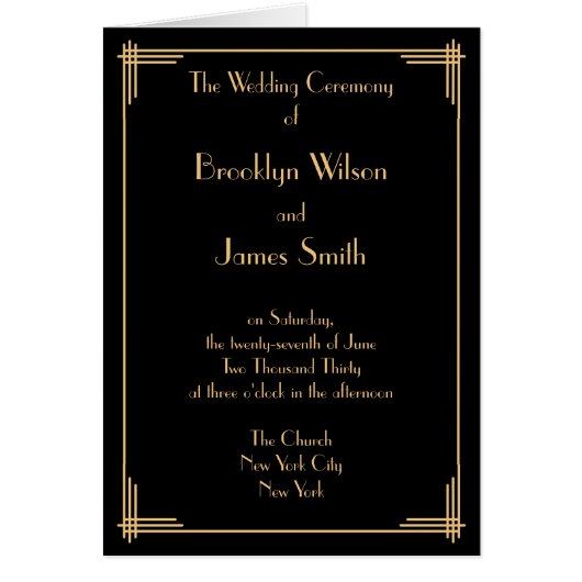Black Great Gatsby Art Deco Wedding Programma's (Voorkant)