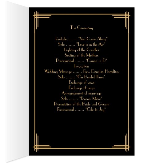 Black Great Gatsby Art Deco Wedding Programma's (Binnen (Rechts))