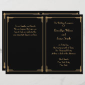 Black Great Gatsby Art Deco Wedding Programme (Voorkant / Achterkant)