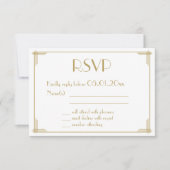 Black Great Gatsby Art Deco Wedding RSVP-Kaart RSVP Kaartje (Voorkant)