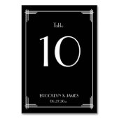 Black Great Gatsby Art Deco Wedding Table Numbers Kaart (Voorkant)