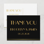Black Great Gatsby Wedding Bedankt Briefkaarten (Voorkant / Achterkant)