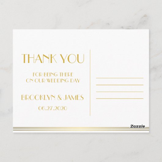 Black Great Gatsby Wedding Bedankt Briefkaarten (Achterkant)