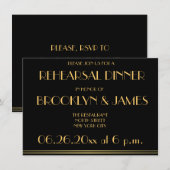 Black Great Gatsby Wedding Rehearsal Uitnodigingen (Voorkant / Achterkant)