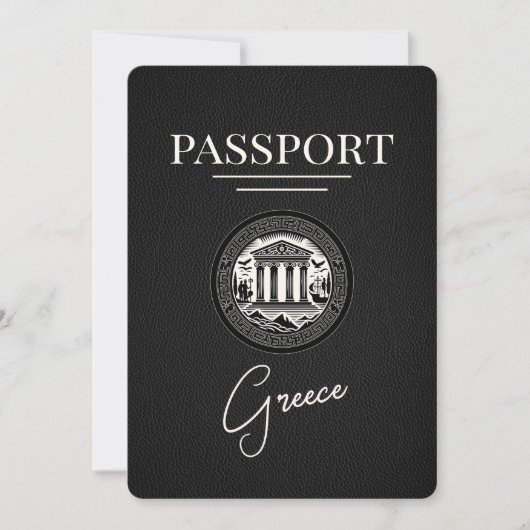 Black Greece Passport Save the Date Kaart (Voorkant)