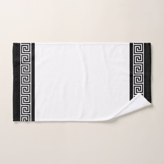 Black Greek Pattern on Black and White Bad Handdoek (Handdoek)