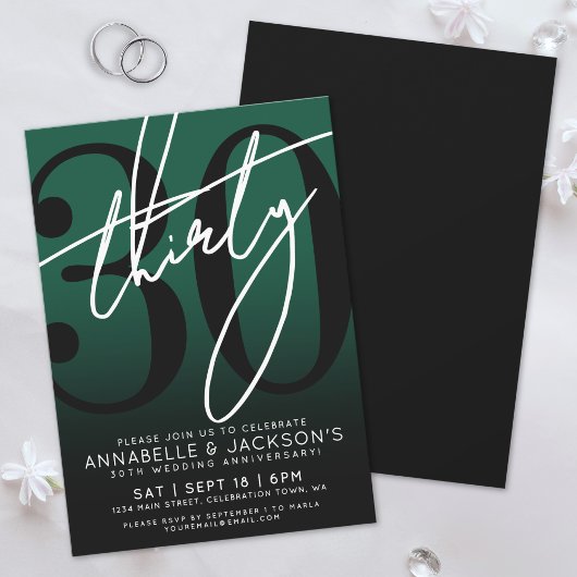 Black Green 30ste Verjaardagsfeest Kaart