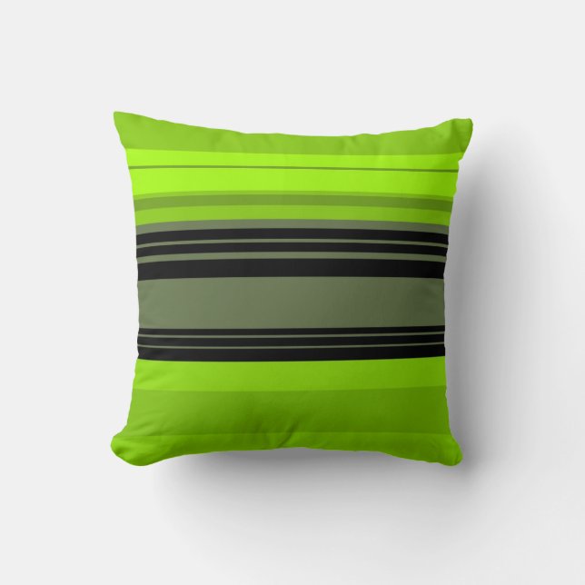 Black Green Abstract Stripes-patroon Kussen (Voorkant)