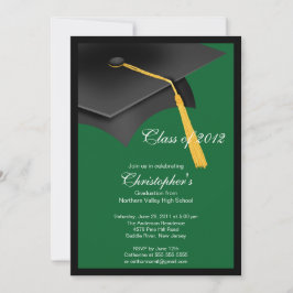 Black Green Afstudeerder Pet Graduation Party Invi Kaart