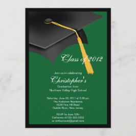 Black Green Afstudeerder Pet Graduation Party Invi Kaart