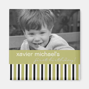 Black & Green Birthday Photo Magnet