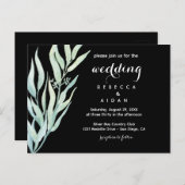 Black Green Botanical Wedding Invitation Uitnodiging Briefkaart (Voorkant / Achterkant)