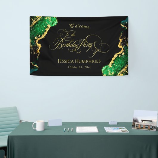 Black Green Bronze Gold Birthday Spandoek (Beurs)