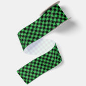 Black Green Buffalo Geruit Plaid Satijnen Lint (Achterkant)