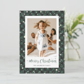 Black Green Buffalo Plaid Foto Vrolijk Kerstfeest Feestdagenkaart (Staand voorkant)