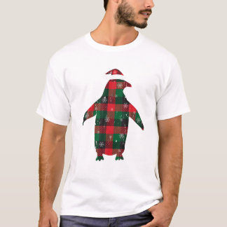 Black Green Buffalo Plaid Pinguins T-shirt