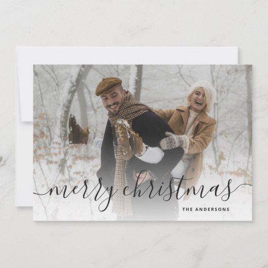 Black Green Buffalo Pset Photo Merry Kerstry Feestdagenkaart (Voorkant)