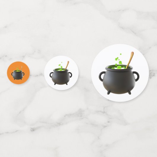 Black Green Cauldron en Witches Table Confetti (Voorkanten)