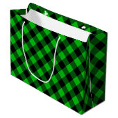 Black Green Check Gift Bag Groot Cadeauzakje (Voorkant Gekanteld)