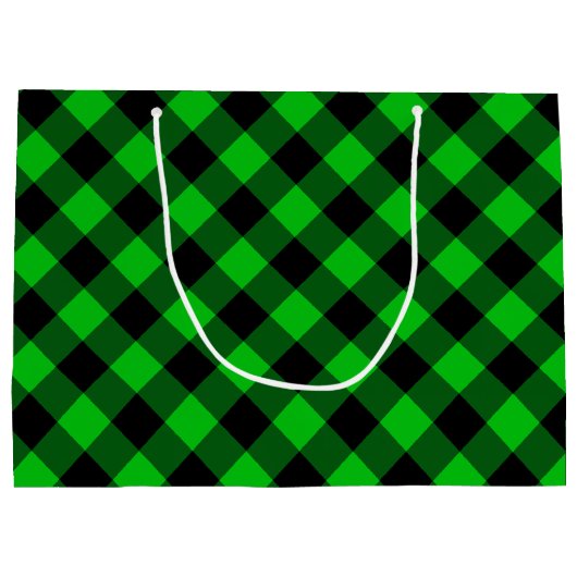 Black Green Check Gift Bag Groot Cadeauzakje (Achterkant)