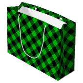 Black Green Check Gift Bag Groot Cadeauzakje (Achterkant Gekanteld)