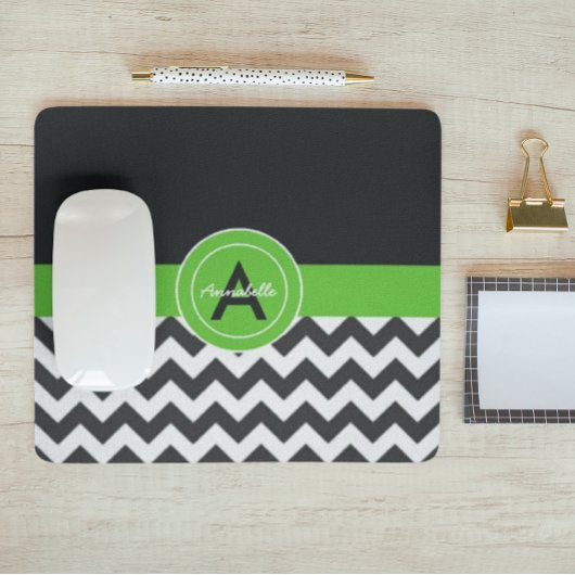 Black Green Chevron Muismat