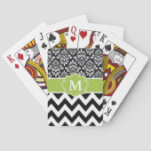 Black Green Chevron Personalized Pokerkaarten (Achterkant)