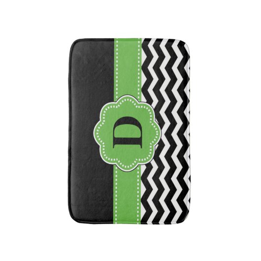 Black Green Chevron Rug Badmat (Voorkant Verticaal)