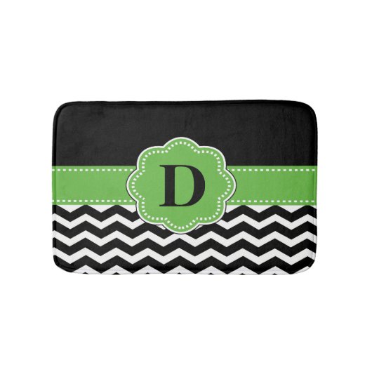 Black Green Chevron Rug Badmat (Voorkant)