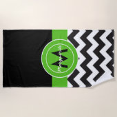 Black Green Chevron Strandlaken (Voorkant)