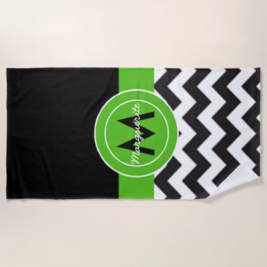 Black Green Chevron Strandlaken (Voorkant)