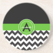 Black Green Chevron Zandsteen Onderzetter (Voorkant)