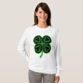 Black Green Clover Heart St Patrick Woman Long S T T-shirt (Voorkant volledig)