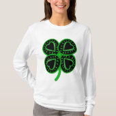 Black Green Clover Heart St Patrick Woman Long S T T-shirt (Voorkant)