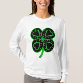 Black Green Clover Heart St Patrick Woman Long S T T-shirt
