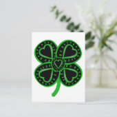 Black Green Clover Heart St Patrick's Day Briefkaa Briefkaart (Staand voorkant)