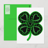 Black Green Clover Heart St Patrick's Day Briefkaa Briefkaart (Voorkant / Achterkant)
