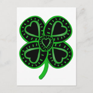 Black Green Clover Heart St Patrick's Day Briefkaa Briefkaart