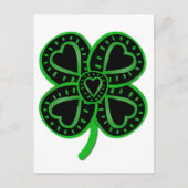 Black Green Clover Heart St Patrick's Day Briefkaa Briefkaart (Voorkant)