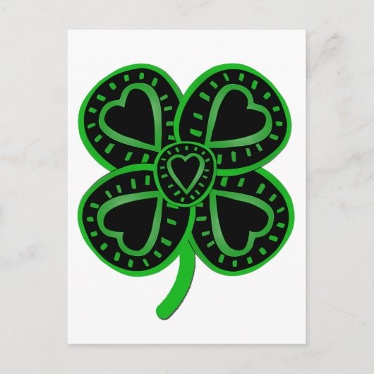 Black Green Clover Heart St Patrick's Day Briefkaa Briefkaart (Voorkant)