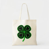 Black Green Clover Heart St Patrick's Day Canvas t Tote Bag (Voorkant)