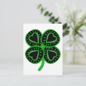 Black Green Clover Heart St Patty's Day Briefkaart (Staand voorkant)