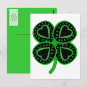Black Green Clover Heart St Patty's Day Briefkaart (Voorkant / Achterkant)
