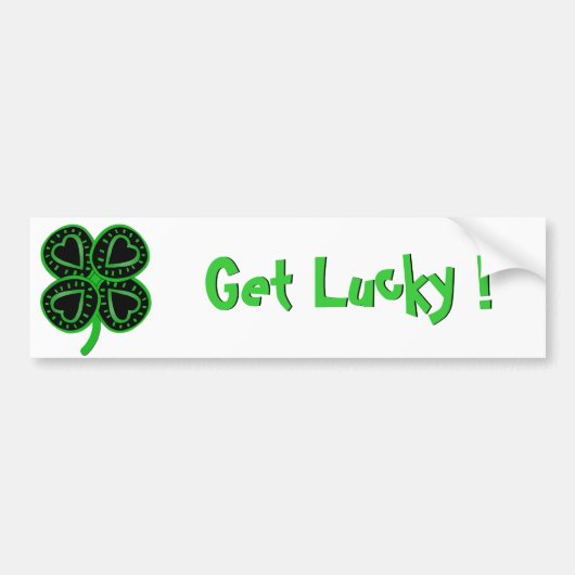 Black Green Clover Heart St Patty's Day Bumper S Bumpersticker (Voorkant)