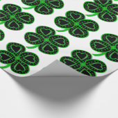 Black Green Clover met Heart St Patty Wrapping P Cadeaupapier (Hoek)