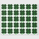 Black Green Clover met Heart St Patty Wrapping P Cadeaupapier (Vlak)