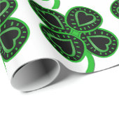Black Green Clover met Heart St Patty Wrapping P Cadeaupapier (Rol Hoek)