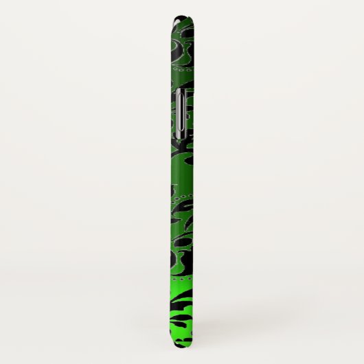 BLACK GREEN DAMASK EMERALD GEM MONOGRAM Case-Mate iPhone CASE (Achterkant / rechts)
