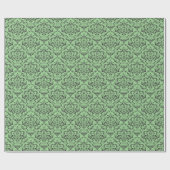 Black Green Damask Patroon Cadeaupapier (Vlak)